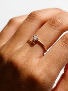 1 chiếc nhẫn bạc S925 kiểu dáng tối giản, nhỏ nhắn, có thể điều chỉnh kích thước, phù hợp với mọi dịp, trang sức thời trang thanh lịch, đa năng, thích hợp đeo hàng ngày. - kim cương - Xem 14