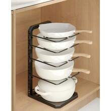 Organizador de ollas y sartenes debajo del gabinete 5 niveles ajustables organizador de ollas de alta resistencia con 16.5 pulgadas de altura soporta 55 libras sartenes de hierro - como en la foto - Ver 8