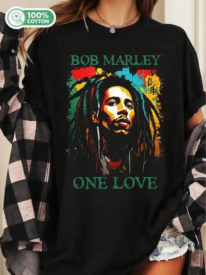 Bob Marley One Love Reggae Vintage Graphic T-Shirt  100% Cotton Peace Music Tee  Retro  Clothing For Reggae Fans