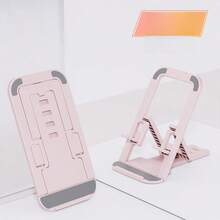 1 pieza Soporte de escritorio plegable y portátil, soporte para teléfono/tableta cómodo para viajes, dormitorio, ver videos - Multicolor (rosa) - Ver 1