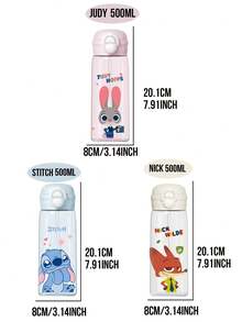 Bình nước Disney "Zootopia" 500ml, thiết kế hoạt hình Judy Hopps và Nick Wilde, chất liệu nhựa, mở nắp một chạm, cốc hai ống hút, chống rò rỉ, di động, bền, dễ vệ sinh, thích hợp cho trường học, du lịch, phòng tập thể dục, món quà lý tưởng cho người hâm mộ anime. - Nhiều màu - Xem 3