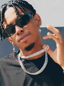 男女皆宜的菱形吊坠项链，闪亮链，夸张的嘻哈风格设计，镶嵌全仿钻，适合日常佩戴 - 鏈條項鍊 - 查看 3