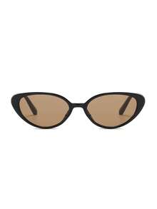 1 Pair Retro Cat Eye In Brown, Unisex College Style Eyewear Glasses, Fashionable Street Style Accessory, Suitable For Summer Beach, Outdoor Travel, Back To School - Black Tea - View 3
