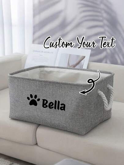 Customizable Names For Dogs Or Cats, Pet Toy Storage Baskets, Felt Dog Toy Boxes Are Perfect For Organizing Toys, Blankets, Leashes, Food, And Black Dog Rack Baskets, Shelf Baskets,Decorative, Engraved Pattern, Fashionable, Colorful, Retro, Cute, Minimalist, Likable, Customizable, Unique