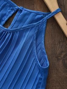 女童夏季套装（2件套），荷叶边系带上衣+阔腿裤 - 寶藍色 - 查看 4