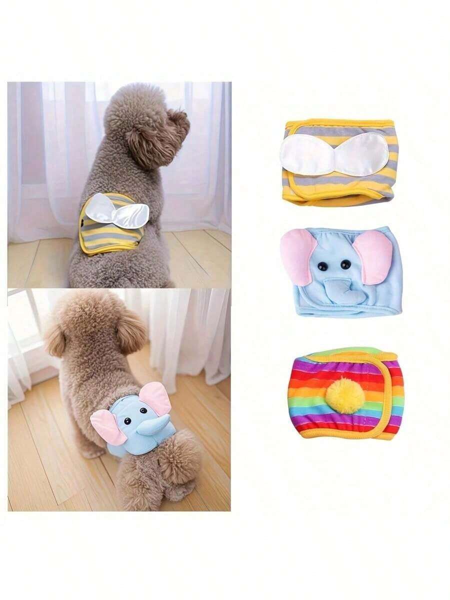 柔软、耐用、可水洗的狗狗尿布,适合小型犬,可重复使用,蝴蝶结设计,适合公犬,舒适贴合,狗狗服装舒适 | 时尚狗狗尿布 | 耐用面料,狗狗尿布 - 彩色 - 查看 1