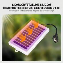 1pc Portable Solar USB Charger Panel - Non-Removable Photovoltaic Power Bank For Phones, Flashlights & Fans | Ideal For Camping, Travel & Emergencies, Portable Charger - Multicolor - View 3