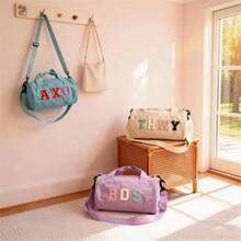 1 chiếc túi du lịch và túi đựng đồ qua đêm cuối tuần thêu tên theo yêu cầu, túi hành lý tập gym, bệnh viện cá nhân hóa, quà tặng Ngày của Mẹ, Ngày của Cha cho phái nữ, quà tặng tri ân giáo viên, đồ dùng học tập cho sinh viên, đồ dùng văn phòng phẩm. - Màu be - Xem 2