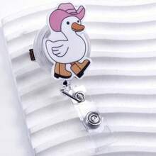 1pc Cute Acrylic Badge Reel Holder - Retractable ID Clip For Nurses, ABS Material Badge Holder With Swivel Alligator Clip,School Supplies,Back To School - Cute - View 7