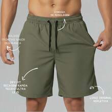 Kit Of 2 Men's Lightweight Tactel Shorts, Quick-Drying, Comfortable For Training And Everyday Wear - NEGRO/VERDE - Ver 3