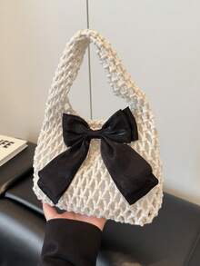 2026 New Handmade Woven Cotton Rope Hollow Net Tote Bag, Fresh Beach Vacation Handbag - White - View 6