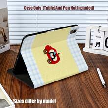 Book-Style Tablet Case With Pencil Holder Cute Plush Penguin & Apple Design, With Penguins In Apple Car & Shell. Yellow Polka Dot & Light Blue Plaid Background, Fresh And Healing. Book-Style Flip, Built-In Pencil Slot, Full Shockproof Edge.Compatible With IPad Mini 4/5/6, 9.7/10.2/10.5/10.9/11/12.9/13 Inch, Pro/Air 4/5/6/7, 10th/11th Gen, Galaxy Tab A7Lite/A8/A9/A9Plus/S6Lite/S7/S8/S9/S10/S11/FE/Plus Series. - Multicolor - View 6