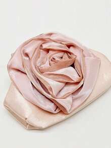 Túi xách nữ thời trang 3D hình hoa hồng, túi dự tiệc màu hồng satin với dây đeo dạng xích, thích hợp cho các buổi tiệc và liên hoan. - Hồng - Xem 4