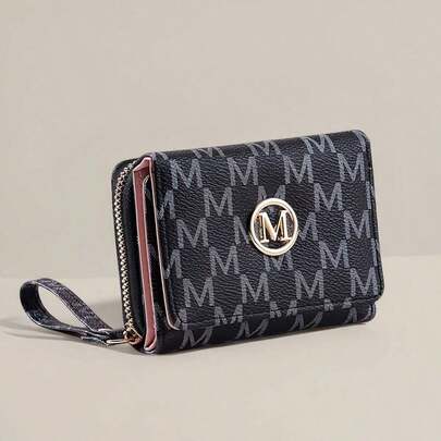 Women Short Zipper Trifold Embroidered Fashion New Multi-Card Holder Handbag Coin Purse Wrist Strap Wallet Suitable For Daily Use Back To School Gift Graduation Gift Birthday Gift Women Gift For Women Wallet Mini Wallet Purse Wallet Cute Wallet