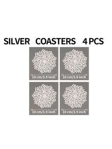 15-Inch Gold Flower Placemat, PVC Material, 3.9-Inch Hollow Flower Coaster, Washable, Easy To Clean, Wipe-Able, Non-Slip, Heat-Resistant, Suitable For Room Decor, Dining Table Decor, Home Decor, Ideal For Holidays, Parties, Birthdays, Weddings, Valentine's Day Decorations - Multicolor - View 21