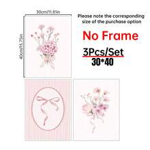 3 peças Impressão em Tela de Arte de Parede Floral com Laço Rosa Fofo sem Moldura, Decoração Minimalista e Estética para Quarto de Meninas, Quarto Infantil, Sala de Jogos, Quarto, Casa Moderna - Multicolorido - Visão 17