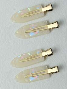 2pcs/4pcs Acetate Material Seamless Hair Clips, Mermaid Side Bangs Claws, Duck Mouth Clips, Makeup Bangs Clips, Delicate Small Hair Accessories - Multicolor - View 13