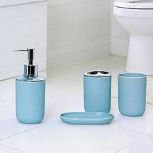 4pcs/6pcs bathroom accessory set, bathroom kit, bamboo lid bathroom toiletries set, including toilet brush, toothbrush holder, mouthwash cup, soap dispenser, soap dish. Bathroom decoration, nid bathroom decoration, can be used as a housewarming \ home vacation gift \Valentine's Day gifts\ birthday gifts. - 直筒衛浴系列 - 查看 23