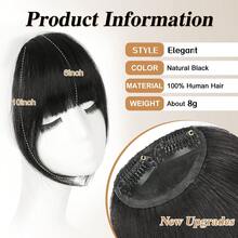 Elegant Clip-In Human Hair Bangs For Women - 6 Inch Straight, Wispy Air Bangs With Temples, Natural Look & Feel, Easy To Style - S1 - View 3