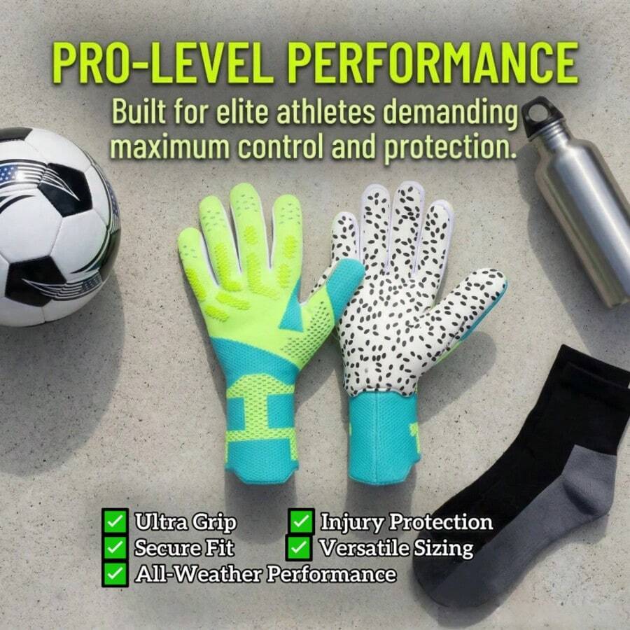 Professional Goalkeeper Gloves | Non-Slip 3D Palm Grip | Breathable Long Wrist Design | Adult & Youth Soccer Training Gloves