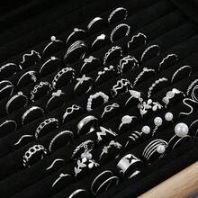 Bộ 4-30 chiếc nhẫn kiểu vintage punk hình biểu tượng vô cực và con mắt, nhẫn xếp lớp nhiều lớp bằng ngọc trai giả rỗng, trang sức dành cho nữ giới khi đi nghỉ mát, dự tiệc, thích hợp làm quà tặng cho bạn gái hoặc bạn thân (không kèm hộp). - Bạc - Xem 2