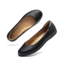 Women Ballet Flats Comfortable Round Toe Slip On Lady Office Commute Dress Flats Shoes - Black - View 8