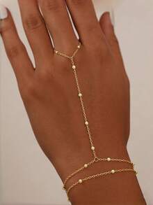 女士钛金手链套装，14K镀金戒指及手链，多层锆石金手链，防褪色金饰礼品 - 多色2 - 查看 1