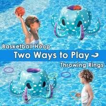 iPlay iLearn Octopus Pool Toys 2-in-1 Inflatable Float Pool Game Basketball Hoop and Ring Toss Game Outdoor Summer Beach Water Play Cool Family Party Gift 3 4 5 6 7 8 Year Old Boy Girl Child - como en la foto - Ver 3