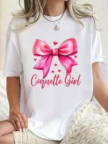 blusas para mujer tops, Camiseta roja de San Valentín con corazón rojo y lazo coqueto para mujer y niña - Blanco - Ver 6