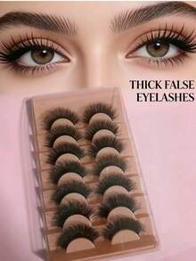 7对自然蓬松的假睫毛 - 橘色 - 查看 2