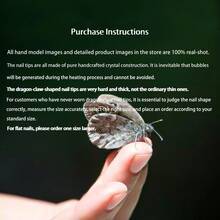 Dark Aesthetic Nails,10Pcs Handmade Gothic Dark Extra Long Dragon Claw Press On Nails,Black Lace Transparent Design Y2K Stiletto Fake Nails,Thickened Reusable False Nails For Party & Club - Black - View 8