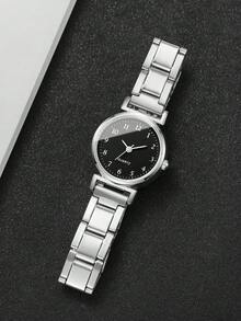 4pcs/Set Women's Gift Watch With Small Dial, Elegant Quartz Wrist Watch + Bracelet (Watch Box Not Included) - Silver - View 9