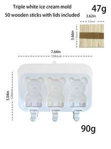 三合一卡通熊冰棒模具 | DIY冰淇淋模具 | 附赠50根木棍 | 可爱造型 | 儿童手工/派对/野餐 | 硅胶材质 - 彩色 - 查看 11