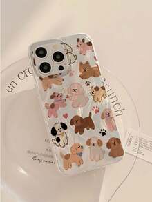 1pc Minimalist Dog Sketch Design Waterproof, Fingerprint-Resistant, Scratch-Resistant Transparent IMD Soft Glossy Smooth Phone Case, Suitable For Confession, Friends, Family, Couples, Birthday, Holiday Gifts, Compatible With IPhone 17/17 PLUS/17 PRO/17 PRO MAX - Multicolor - View 4