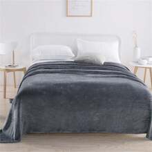 1 chiếc chăn lông cừu kẻ sọc, chăn điều hòa tối giản, chăn ngủ thư giãn, chăn sofa, chăn lông giả Halloween - Màu xám đen - Xem 4