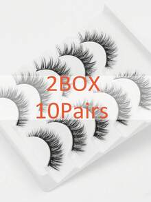 5 Pairs/Pack Natural Fluffy Volume False Eyelashes Dramatic Messy Mink Lashes Wispy Long 8D Volume Fake Eyelash Strips Foxy Eye Lifting Look Eyelash Extension Kit Full Eyelash Strip To Lengthen And Volumize The Outer Corner Of Your Eye Beauty Makeup - màu đen - Xem 9