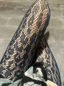 1双女士高腰渔网星月花卉爱心印花吊带连裤袜 - 彩色 - 查看 6