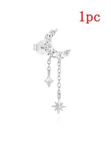 1 pieza/1 pieza Pendiente de perla de concha de plata de ley 925 hipoalergénico para mujer, pendiente de botón perfecto para perforación / regalo, joyería nupcial fina - Plateado - Ver 10