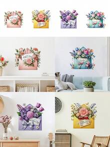 1 miếng dán tường, decal tự dính chống thấm nước có thể tháo rời dành cho Ngày của Mẹ, họa tiết phong bì ấm áp và lãng mạn, nơ, hoa hồng, hoa mẫu đơn, hoa tulip, hoa cẩm tú cầu, thích hợp để trang trí tiệc Ngày của Mẹ, trang trí nhà cửa, nhà bếp, phòng khách, phòng ngủ, phòng tắm. - 1PC - Xem 1