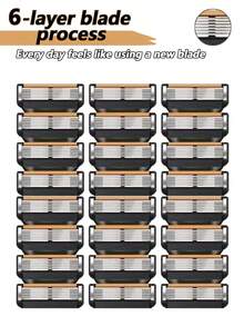 Bộ dao cạo râu thủ công dành cho nam, lưỡi dao 6 lớp tương thích với hệ thống Fusion Proglide, dễ sử dụng và vệ sinh, mang lại trải nghiệm cạo râu mượt mà và thoải mái. - dao cạo an toàn - Xem 3