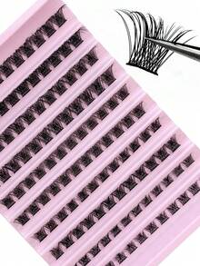 Set de extensión de pestañas con cepillo y pinzas, 12 filas de 8-16MM de longitud mixta, 120 piezas de pestañas postizas de visón sintético D Curl de aspecto natural, adecuado para maquillaje diario u ocasiones especiales - D - Ver 8