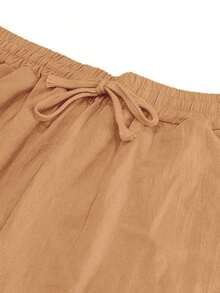 Men's Breathable Linen Loose Casual Sports Pants, Suitable Beach, Spring/Summer - 黃色 - 查看 7