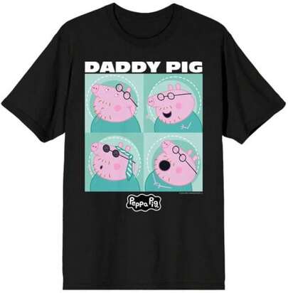 PEPPAS S PIGS Funny Daddy Pig Men's Black Short Sleeve Tee Summer Tops,Summer Holiday Outfits,Girls Clothes,Boys Clothes,Gym T Shirt,Tops For Women,Men Clothes,Clothes For Girls,Funny T Shirts,Graphic Tee,Girls Holiday,Summer Clothes