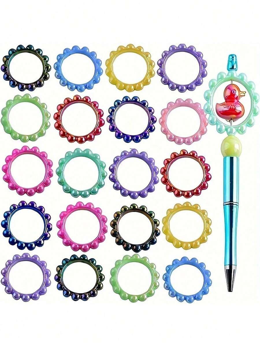 10pcs Random Style Double Hole Acrylic Rings, Suitable For DIY Jewelry, Keychains And Crafts - Durable, Lightweight Beading Supplies, DIY Craft Patterns, DIY Jewelry Making Accessories - No Other Products Included - Multicolor - View 1