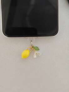 Tapón antipolvo universal para teléfono con flor de limón fresco, colgante decorativo a prueba de polvo para interfaz, accesorio lindo para teléfono - Multicolor - Ver 3