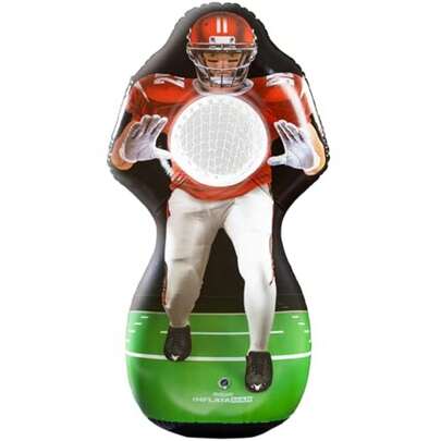 Inflataman Football Challenge - Includes 4 Rubber Footballs Ball Pump and Scoreboard - Inflatable Receiver Touchdown Toss Game