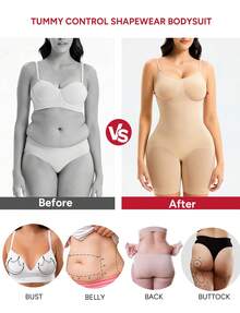 Nebility Shapewear For Women Tummy Control Seamless Compression Bodysuit Full Body Shaper Leotards Bodycon Butt Lifter - Màu be - Xem 3