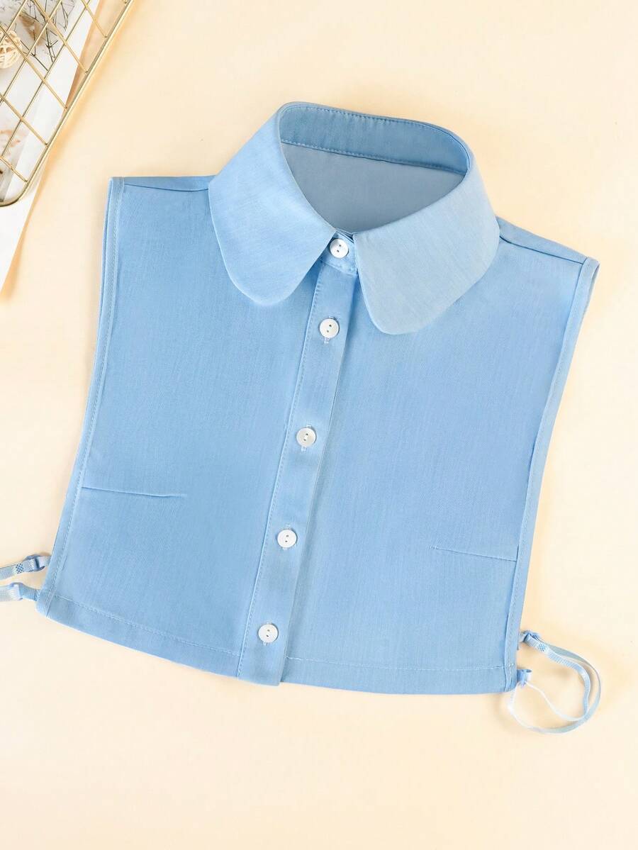 1pc New Detachable Solid Color Collar, Suitable For Women's Blouse Decoration In Spring, Summer, Autumn And Winter,Festival,Travel - Blue - View 1