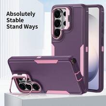Ốp lưng điện thoại hai lớp chống sốc có giá đỡ ống kính cho Galaxy S26 S25 S24 S23 Plus Ultra, 17 16 15 14 13 12 11 Pro Max Plus - Màu tím - Xem 4