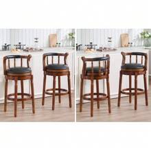 High-Quality Bar Stools Made Of Leather And Wood, 360° Swivel Bar Stool With Backrest, Bar Stools At Counter Height For Kitchen, Dining Room And Bar - Black - View 11